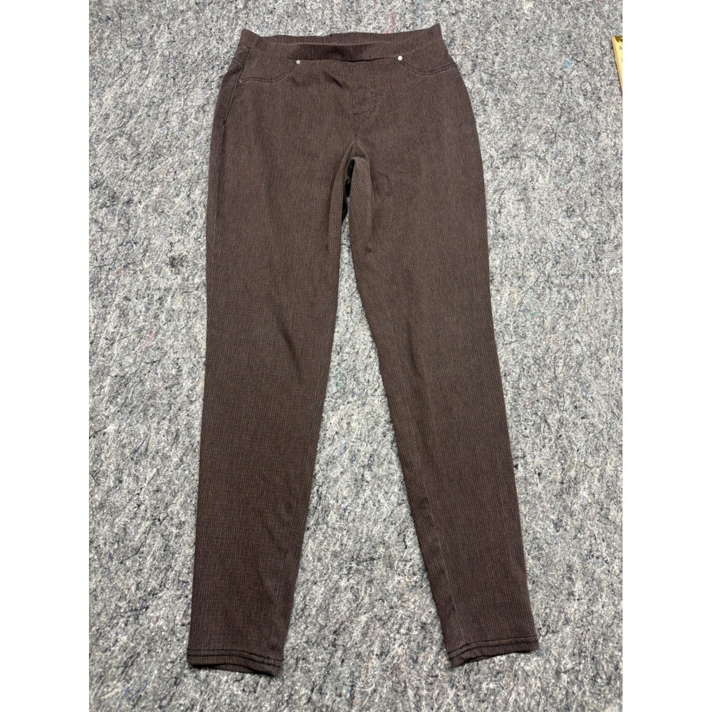 Style & Co Womens Brown Blue Micro Check Pull On Skinny Pants Size S H018 42051
